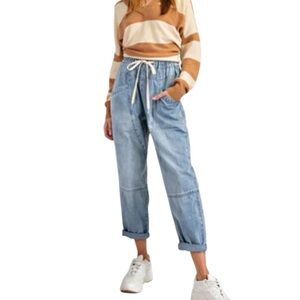 Easel Drawstring Denim Baggy Jeans